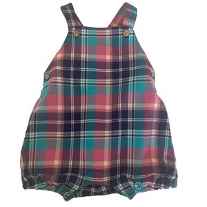 JANIE AND JACK Infant Girl Romper Size 3-6 Months Plaid Lined Romper